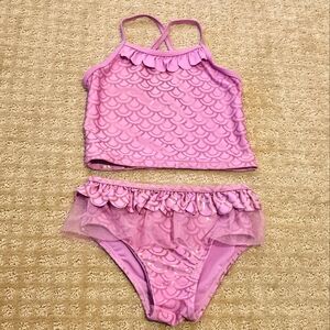 Toddler Girl's Lavender & Gold Mermaid Scale Tankini Set